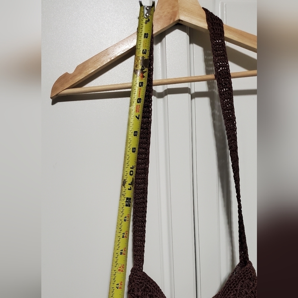 Brown Crochet Shoulder Bag Purse - Picture 10 of 10